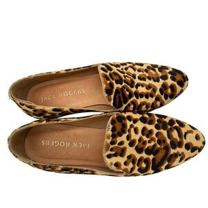 Jack Rogers Audrey  Loafers Womens 7.5M Tan Leopard Excellent Calf Hair Flats